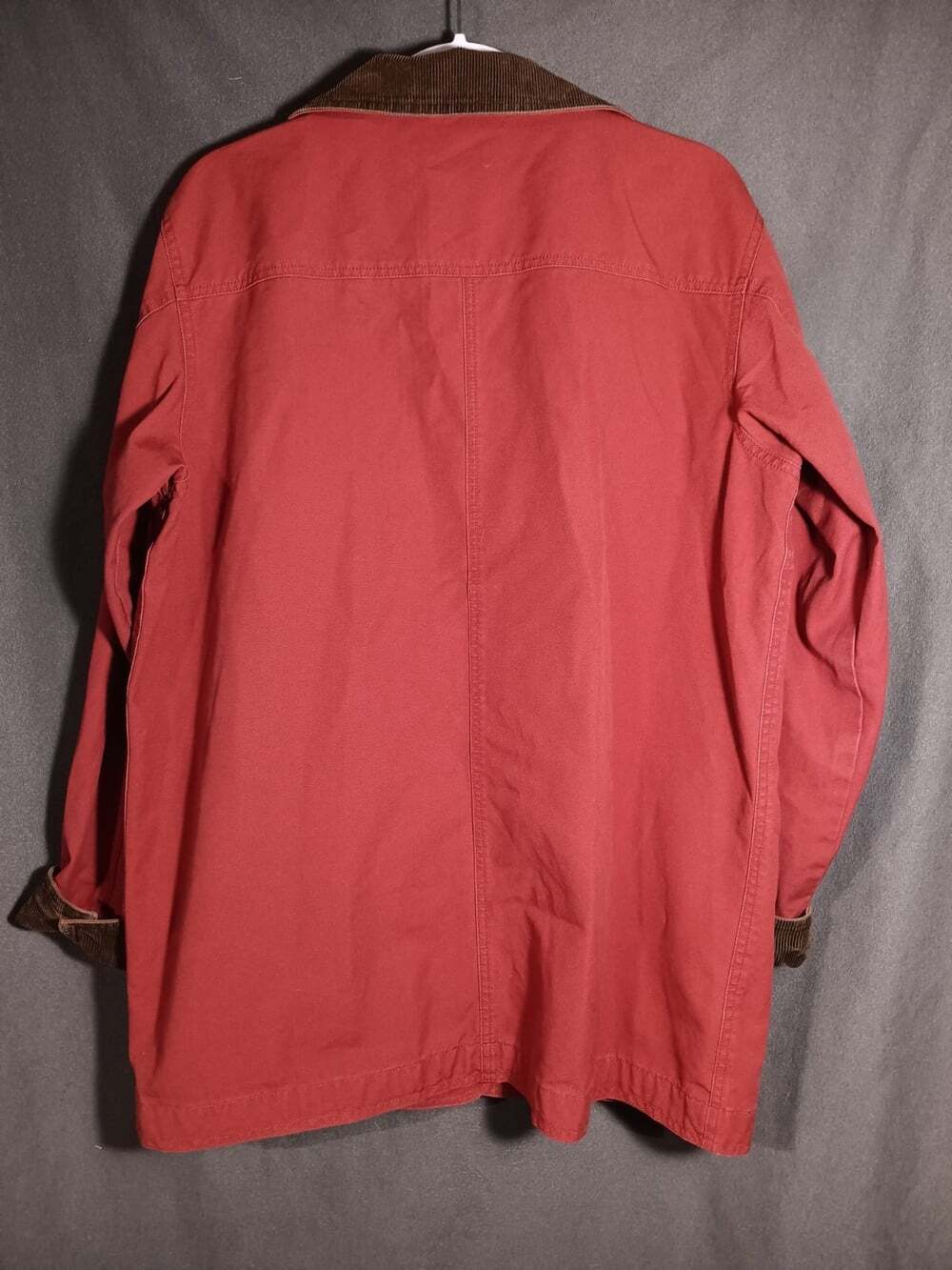 LL Bean Chore Jacket Size Large Red Canvas Barn Field Coat Corduroy Thinsulate - Picture 7 of 7